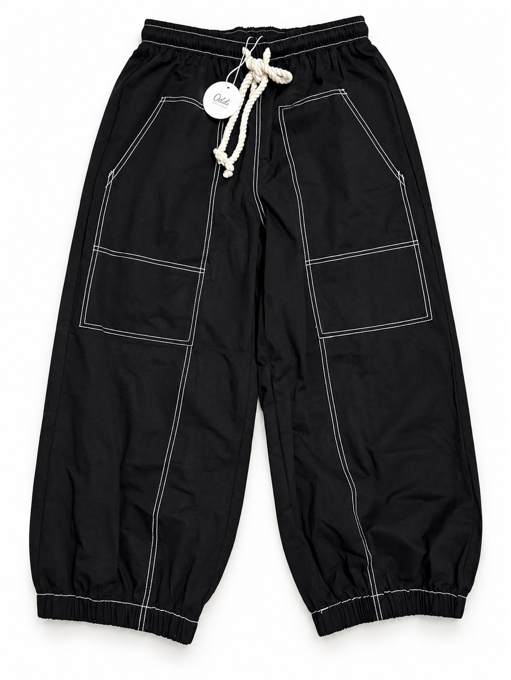 Oddi Los Angeles Black Cotton Barrel Jogger Pants Size Small NWT
